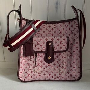 Louis Vuitton Burgundy and Cream Monogram Shoulder Bag